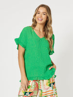 Tulum V Neck Top - Emerald