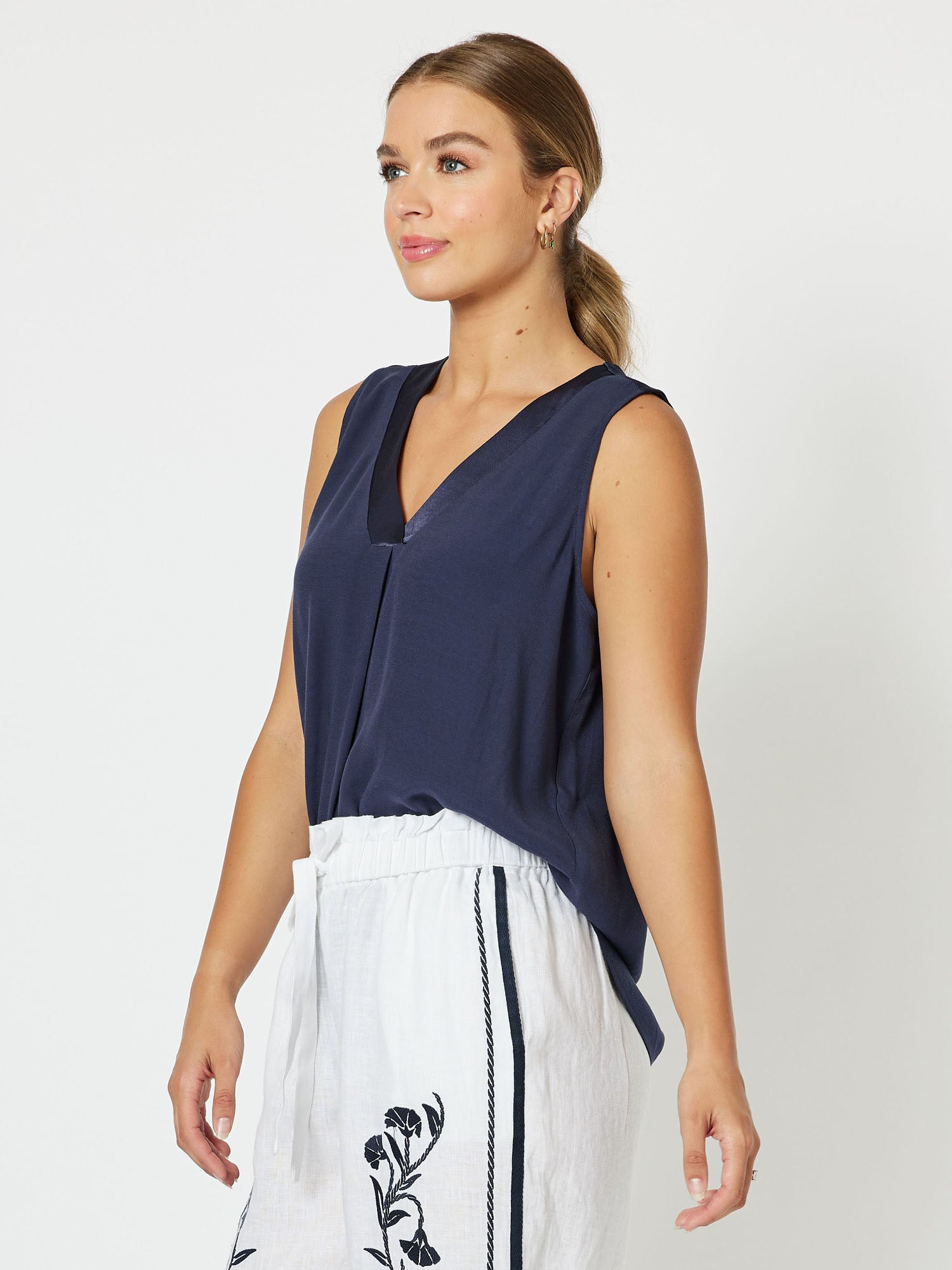 Tuxedo V - Neck Cami - Navy - RC & Co