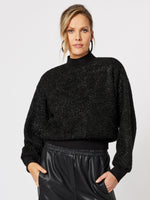 Twilight Metallic Sparkle Knit Top - Black