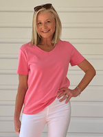 V Neckline Tee - Coral