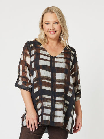 Zena Check Tunic - Chocolate - RC & Co